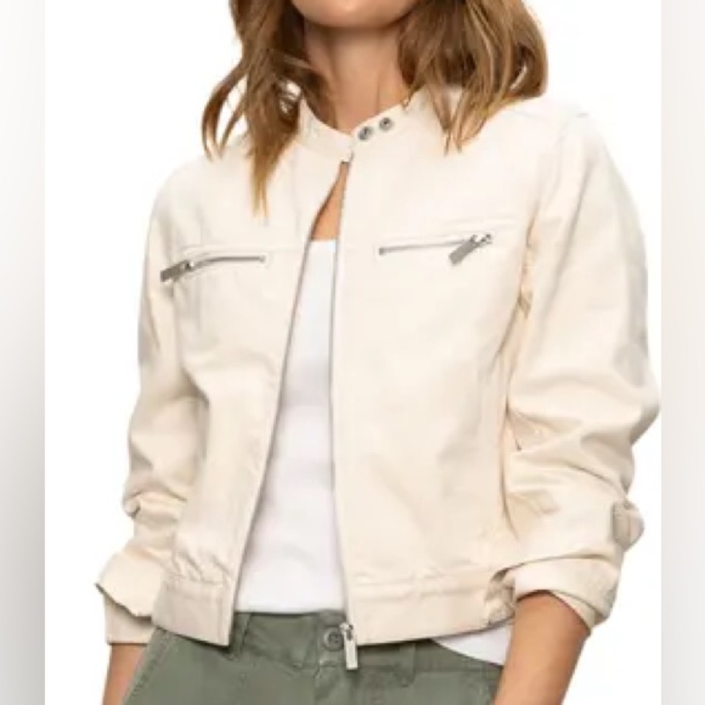 Sanctuary Women's Soft Light Beige Bomber Moto Jacket